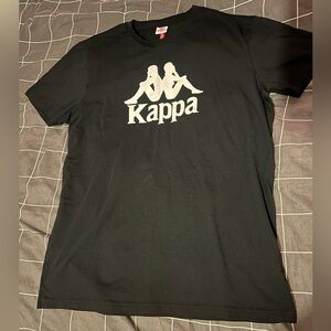 black kappa tee with white print